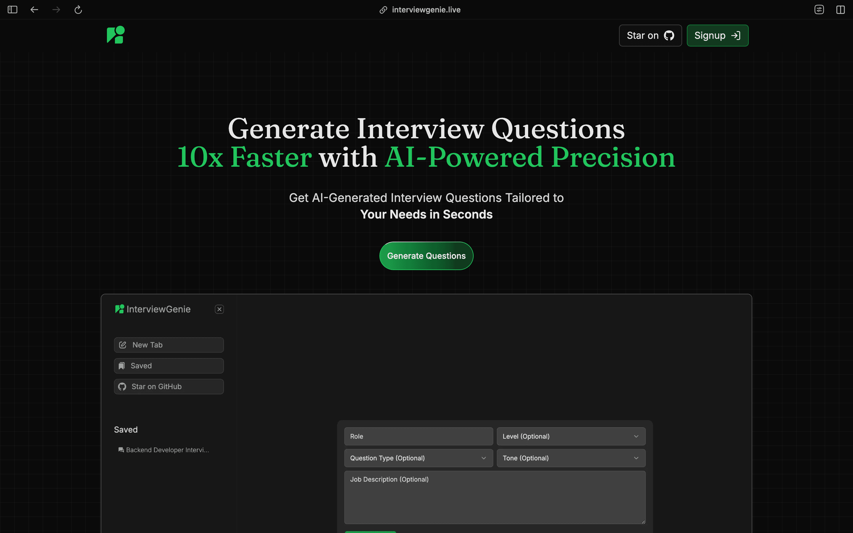 InterviewGenie screenshot